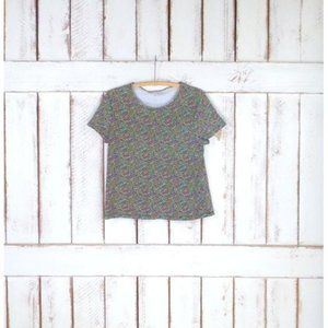 90s black colorful speckleded short sleeve pullover tee
